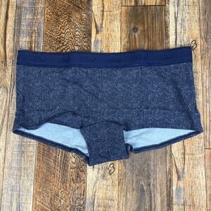VS Pink Women's Medium Blue Denim Wash Cotton Blend Logo Cotton Boyshort Panty